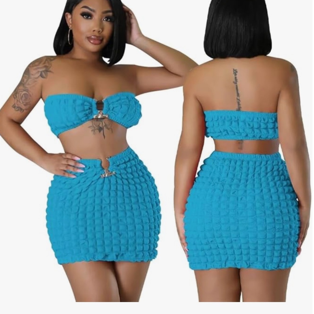Sexy Ruched 2 Piece Skirt Set